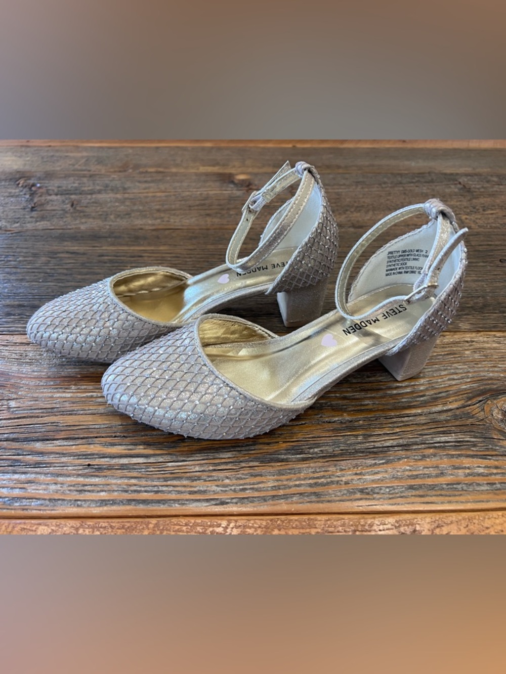 Steve Madden Silver Glitter Mesh Block Heel Sandals